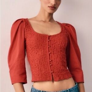 Women's Red Button-Up Top
